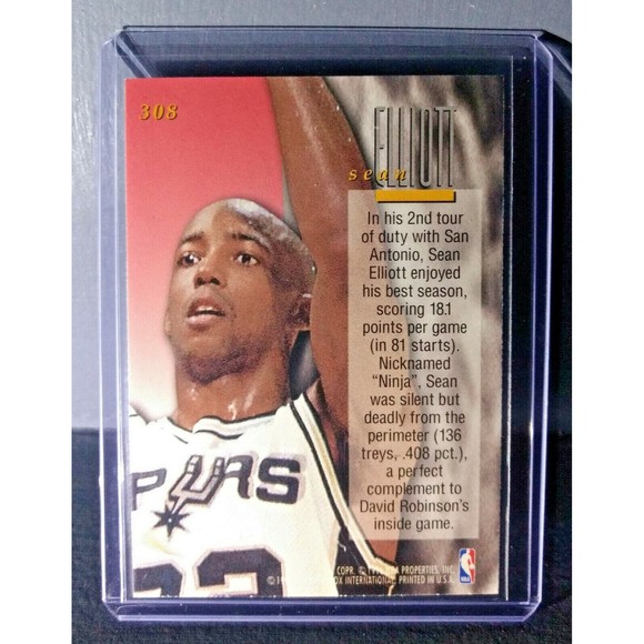 1995-96 Sean Elliott Fleer Ultra #308 Encore Basketball Card - Picture 2 of 2